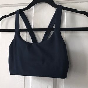 Girlfriend Collective Lou V back sports bra, XS, midnight blue